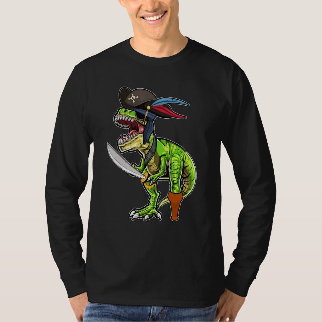 Camiseta Halloween Pirate Dinosaur T Rex Tyrannosaurus Boys (Anverso)