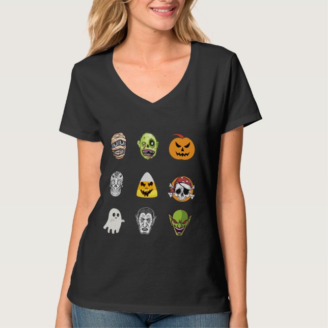 Camiseta Halloween Pirate Skeleton Zombie Mummy graciosa ca (Anverso)