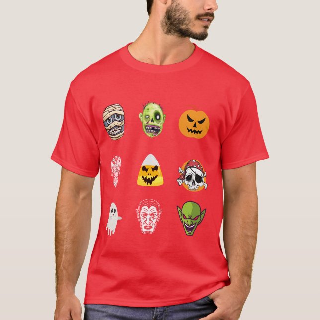 Camiseta Halloween Pirate Skeleton Zombie Mummy graciosa ca (Anverso)