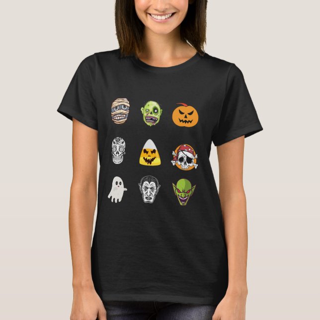 Camiseta Halloween Pirate Skeleton Zombie Mummy graciosa ca (Anverso)