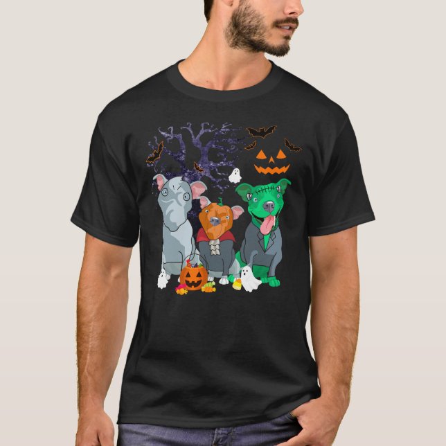 Camiseta Halloween Pitbull Perro Bruja Pitbull Perros Amant (Anverso)