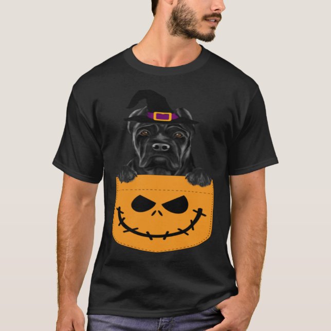 Camiseta Halloween Pocket Cane Corso Scary Jack O Lantern (Anverso)