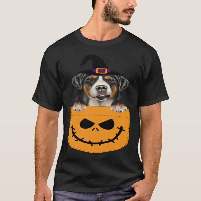 Camiseta Halloween Pocket Greater Swiss Mountain Dog Jack O (Anverso)