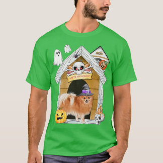 Camiseta Halloween Pomeranian Dog Witch Haunty