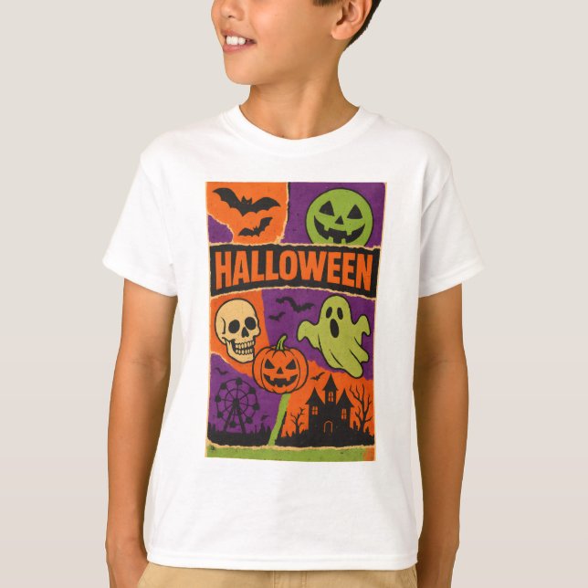 Camiseta Halloween Poster Estilo Ropa Vintage (Anverso)