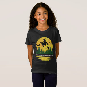 Camiseta Halloween Precaución Bruja Cruzando Broomstick Vol
