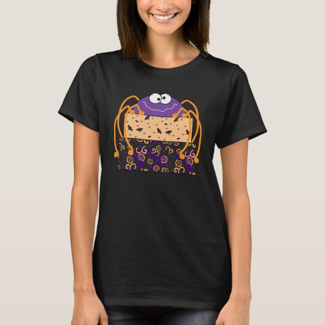 Camiseta Halloween presenta al niño negro y blanco Raglan T (Anverso)