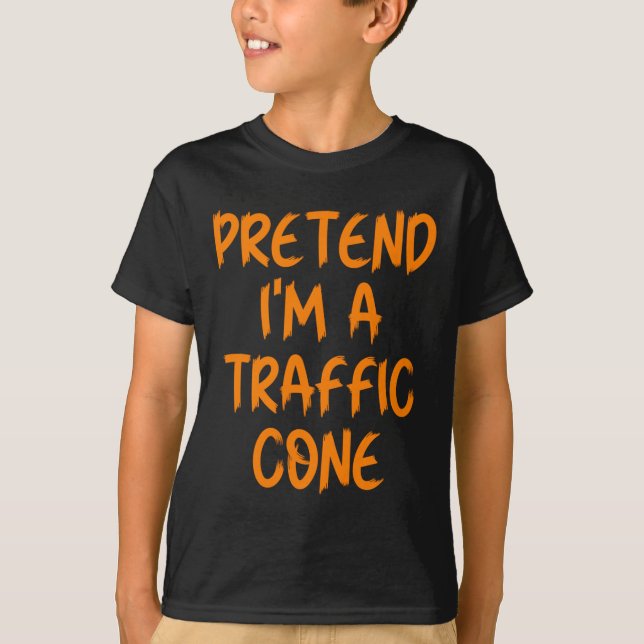 Camiseta Halloween Pretend I'm A Traffic Cone Costume Lazy  (Anverso)