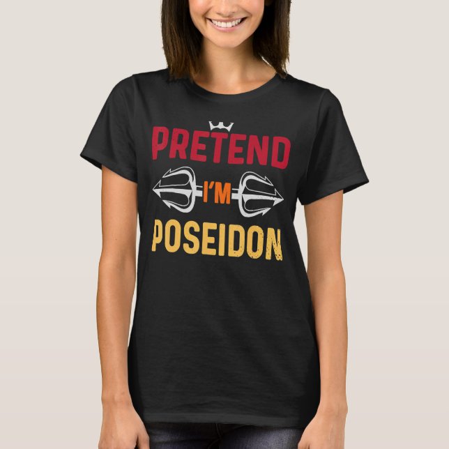 Camiseta Halloween Pretende Que Soy Poseidon Costume Dios G (Anverso)
