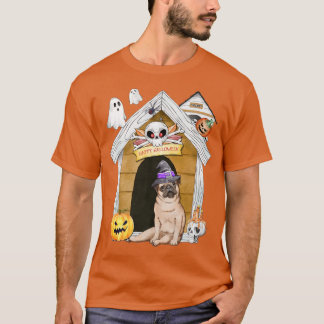 Camiseta Halloween Pug Dog Witch Hauned House