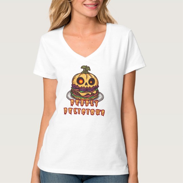 Camiseta Halloween Pumpkin Burger woman  tshirt (Anverso)