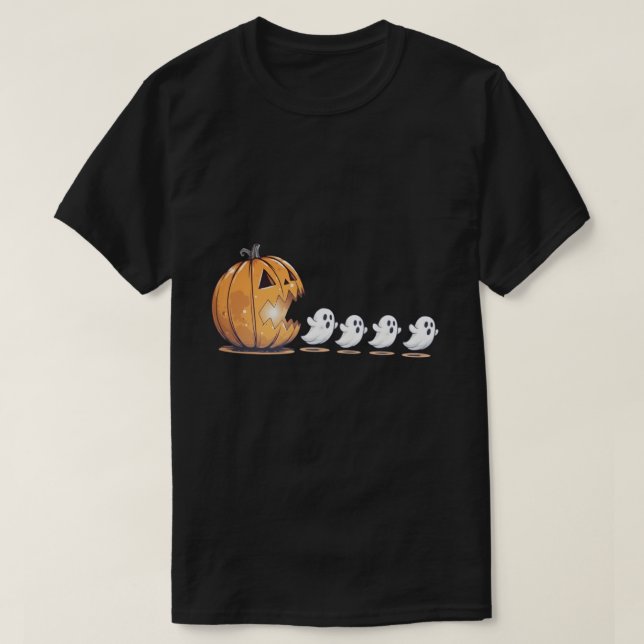 Camiseta Halloween Pumpkin Chasing Ghost Png, Halloween  (Diseño del anverso)