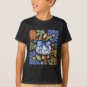 Camiseta Halloween Pumpkin Chinoiserie Blue & White Flo