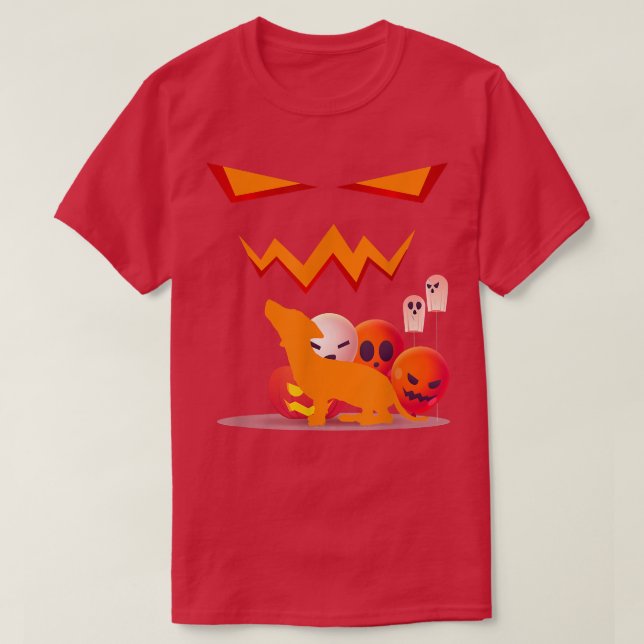 Camiseta halloween pumpkin dachshund jackolantern  (Diseño del anverso)