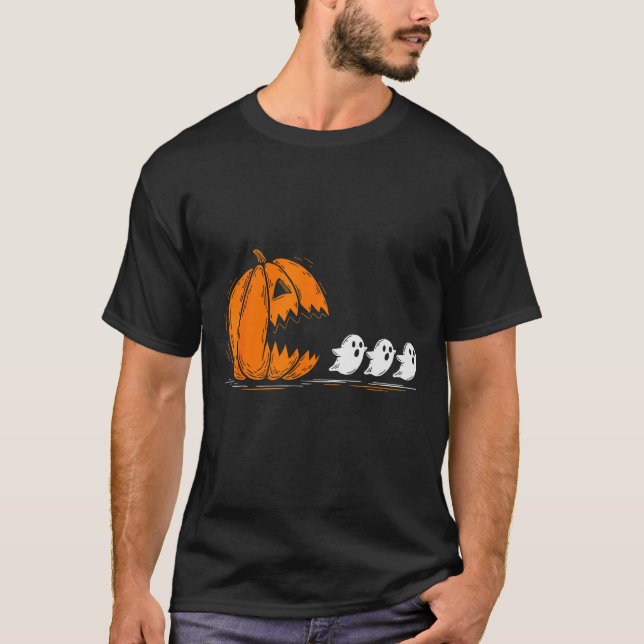 Camiseta Halloween Pumpkin Eating Ghosts Funny Soky Costume (Anverso)