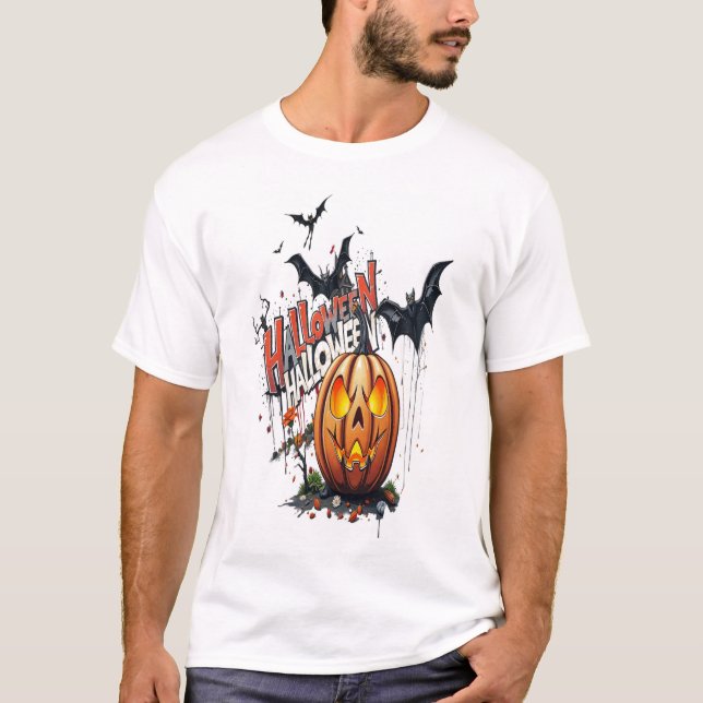 Camiseta halloween pumpkin graffiti art T-Shirt (Anverso)