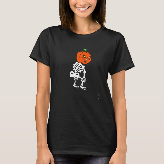 Camiseta Halloween pumpkin Vibes dance twerking skeleton  t (Anverso)