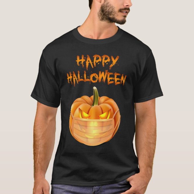 Camiseta Halloween Pumpkin Wearing Face Mask Funny Jack O L (Anverso)
