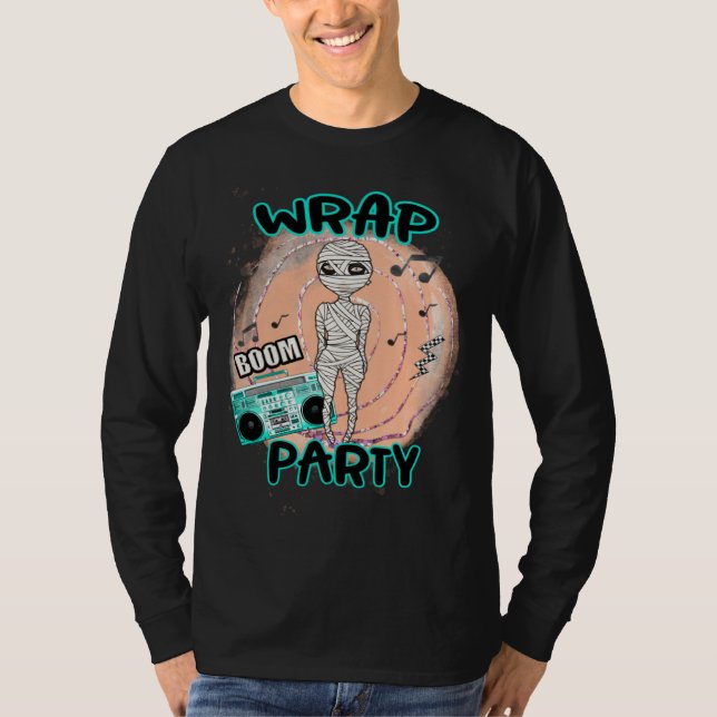 Camiseta Halloween Pun Wrap Party Girl Dressed as Mummy Dan (Anverso)