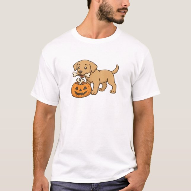 Camiseta Halloween Pup with Bones and Pumpkin Pal Classic T (Anverso)
