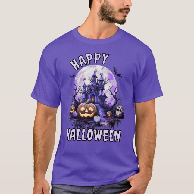 Camiseta Halloween púrpura espumoso (Anverso)