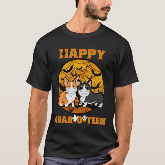 Camiseta Halloween Quarantine Funny Dachshund Corgi Hallowe (Anverso)