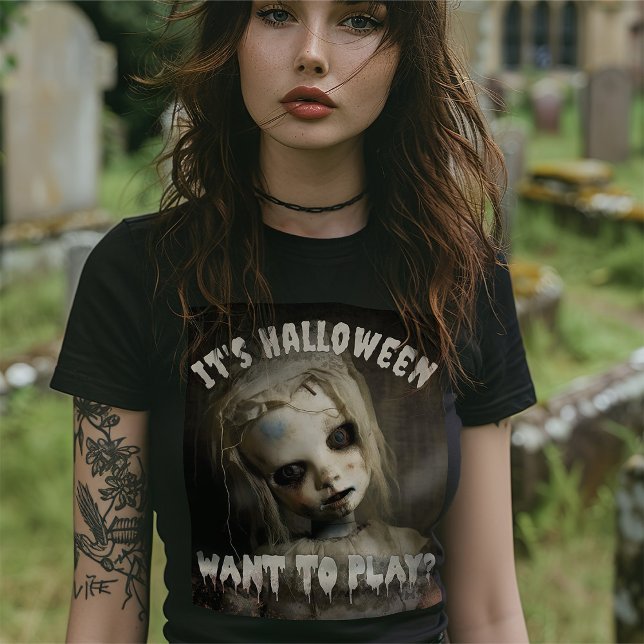 Camiseta ¿Halloween quiere jugar? Muñeca poseída (Subido por el creador)