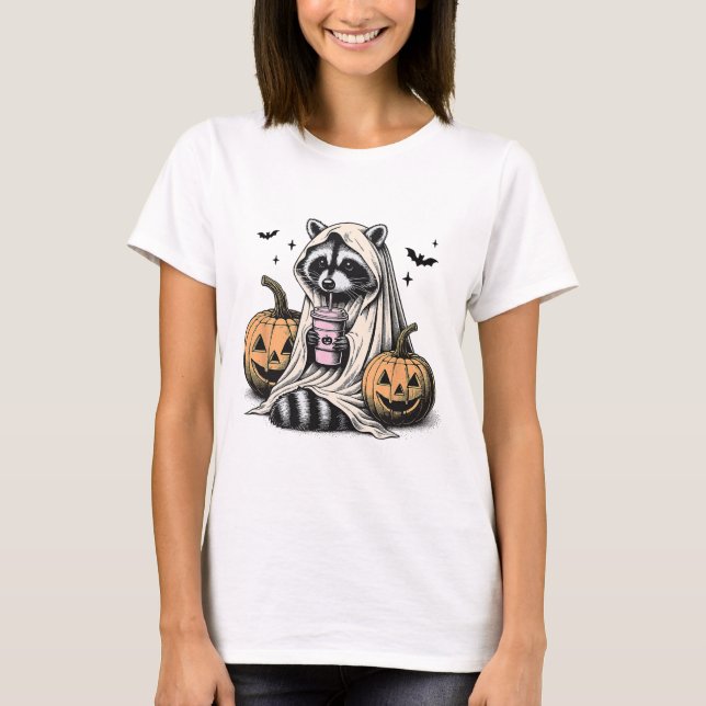 Camiseta Halloween Raccoon Ghost (Anverso)