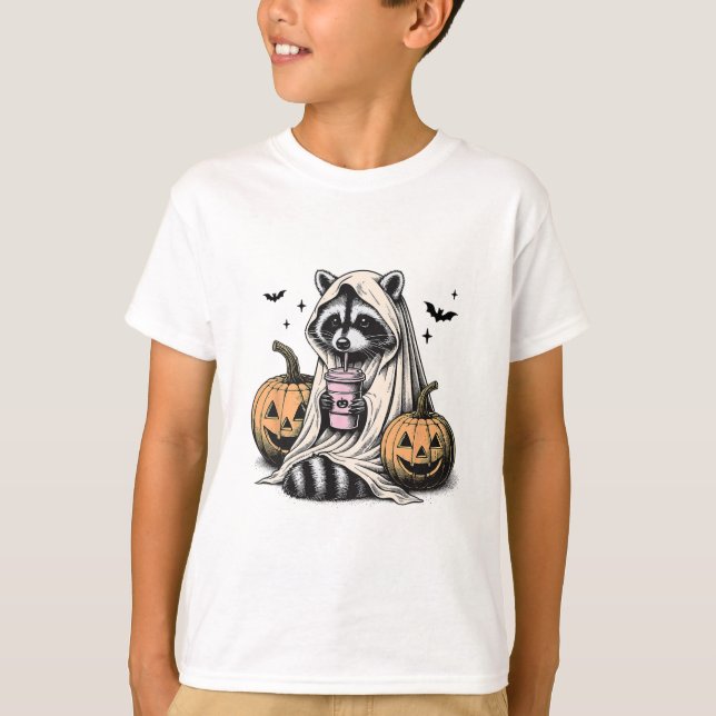 Camiseta Halloween Raccoon Ghost (Anverso)