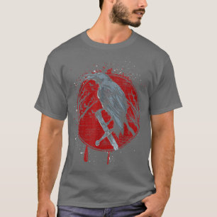 Camiseta Halloween Raven Red Moon Spooky Night Crow