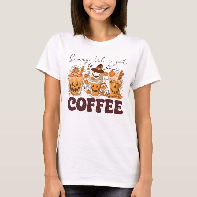 Camiseta Halloween Retro Da Miedo Hasta Que Consiga Café (Anverso)