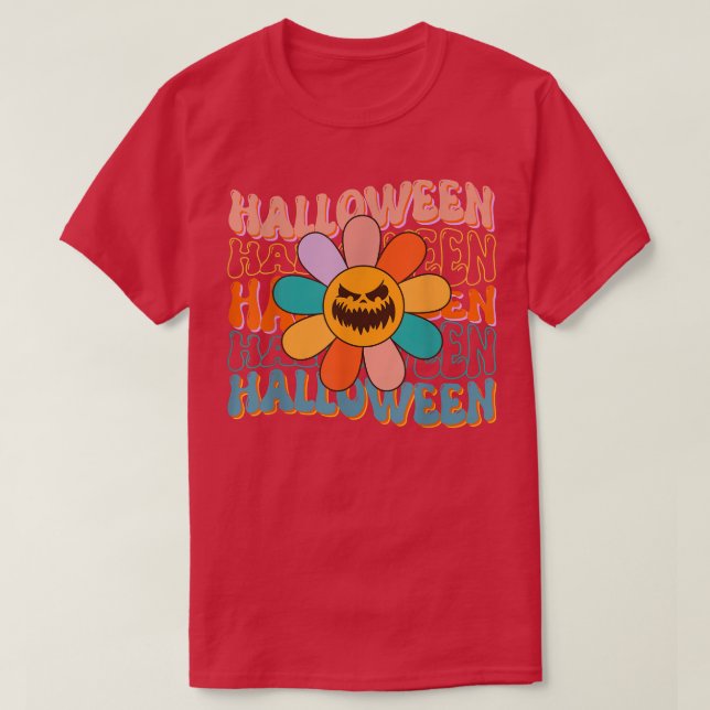 Camiseta Halloween Retro Face Groovy Spooky Ghost (Diseño del anverso)
