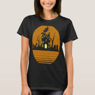 Camiseta halloween retro vintage casa embrujada luna llena