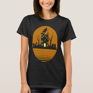Camiseta halloween retro vintage casa embrujada luna llena