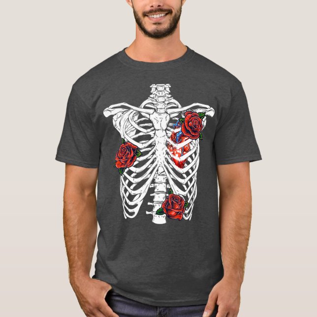 Camiseta Halloween Rib Cage Skeleton Day of the Dead (Anverso)