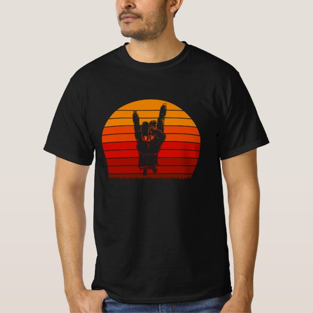 Camiseta Halloween Rock Zombie Rock Hand Bones Rock On (Anverso)