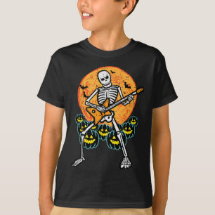 Camiseta Halloween Rocker Skeleton Guitar Rock Costumen