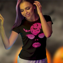 Camiseta Halloween rosa encantador: Misterio y murciélagos