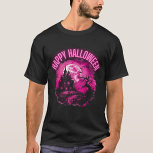 Camiseta Halloween rosa. Halloween de la escena de calabaza