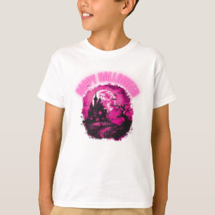 Camiseta Halloween rosa. Halloween de la escena de calabaza