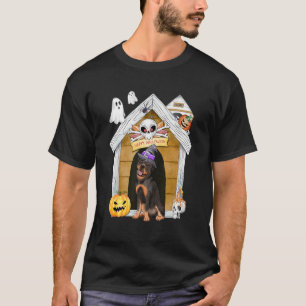 Camiseta Halloween Rottweiler Dog Witch Hauned House