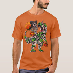 Camiseta Halloween S For Boys Men Skeleton Riding Dinosaur