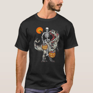 Camiseta Halloween S Skeleton Riding Mummy Dinosaur T Rex F