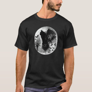 Camiseta Halloween Samhain Batcat Gato Negro Luna Bruja Mur