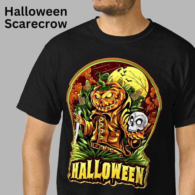 Camiseta Halloween Scarecrow Skull Brompkin Head Knife Bats (Subido por el creador)