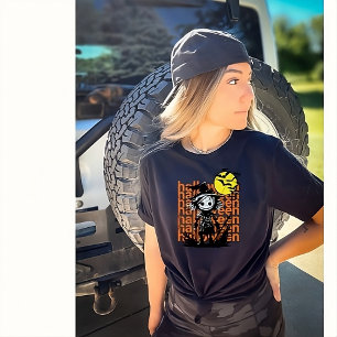 Camiseta Halloween Scarecrow Tee de retro gracioso de mujer