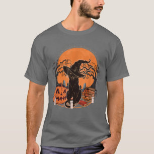 Camiseta Halloween Scary Black Cat Costume Hat Witch Lovers