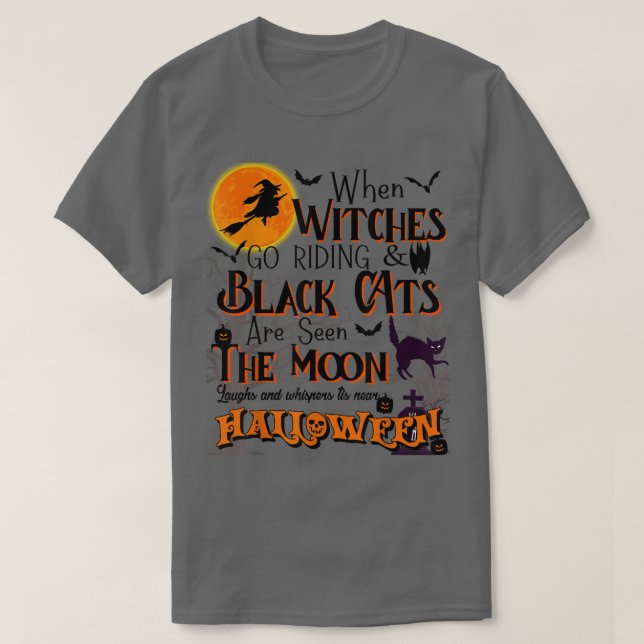 Camiseta Halloween Scary Black Cat Jackolantern Witches Bat (Diseño del anverso)