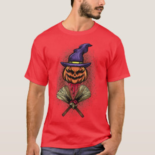 Camiseta Halloween Scary Horror Broom Skeleton Bruja