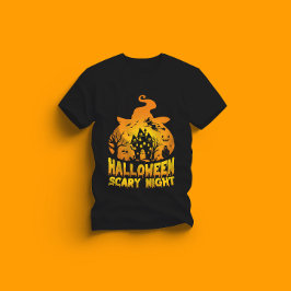 Camiseta Halloween Scary Night Haunty House Design